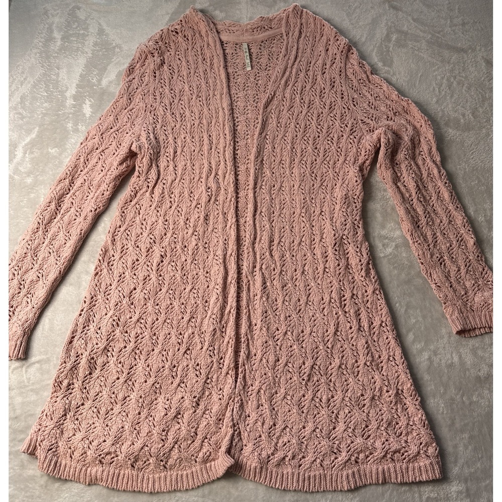 Leo & Nicole Women's XXL Pink Long Knit Open Sweater